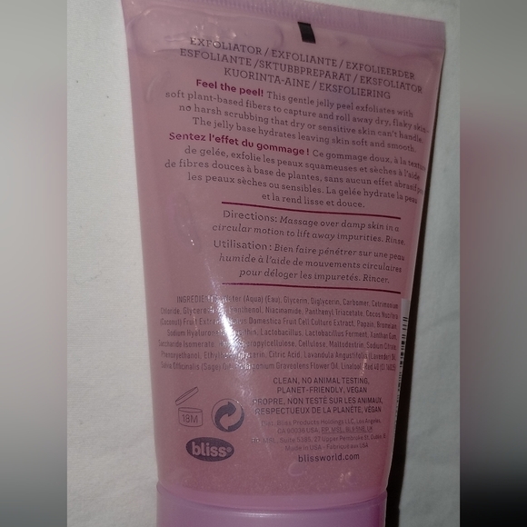 BLISS JELLY GLOW PEEL GENTLE EXFOLIATOR WITH FRUIT ENZYMES, 4.0 FL OZ - Picture 6 of 14
